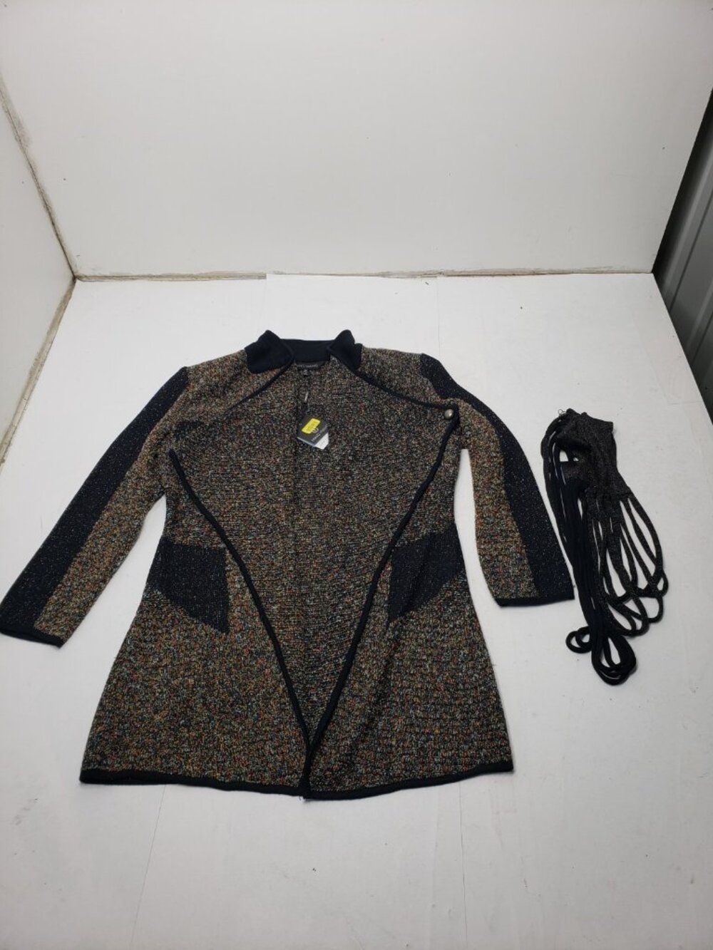 Ming Wang Women's Multicolor Knit Cardigan Jacket Size M Open Front NWT